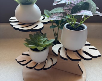 Multi-Tier Wood Plant Stand – Riser, Candle & Decor Display- Pedestal