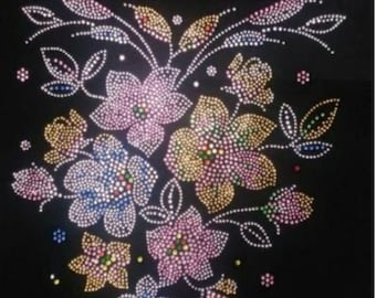 hotfix rhinestones heat transfer iron on "Colorful Big flower  "