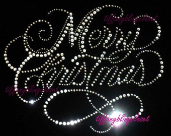 hotfix rhinestones iron on "Merry Christmas letter Clear bling"