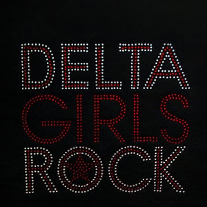 hotfix rhinestones heat transfer iron on &quot;Delta Girls Rock&quot;