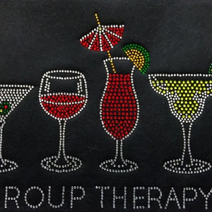 hotfix rhinestones heat transfer iron on &quot;Group Therapy &quot;