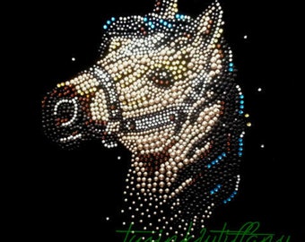 hotfix rhinestones heat transfer iron on "western shiny horse Bling"