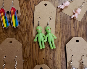 Tiny Toy Earrings - Aliens, Babies, Skateboards