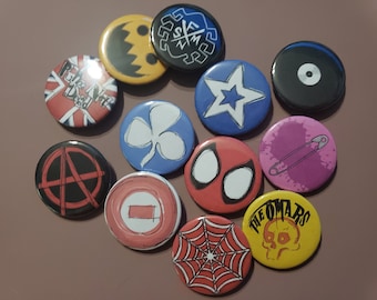 Hobie Brown / Spider-Punk / Across the Spiderverse Inspired Spiderman Hand-drawn Cosplay 1.25 Inch Pins