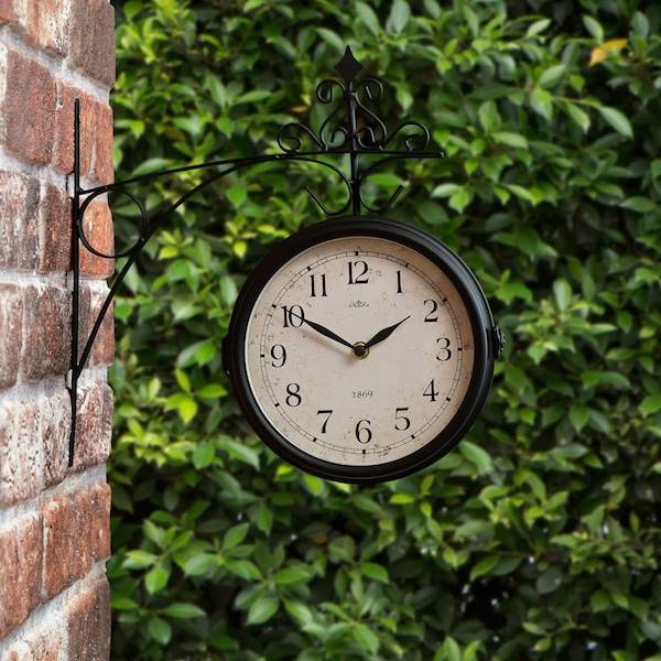 New Genuine-Mason & Jones Garden Outdoor Dual Sided Station Clock.