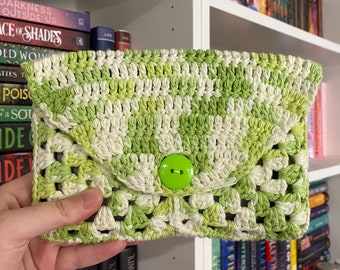 Green Tie-Dye Crochet Kindle Sleeve | Handmade Cotton E-Reader Cover