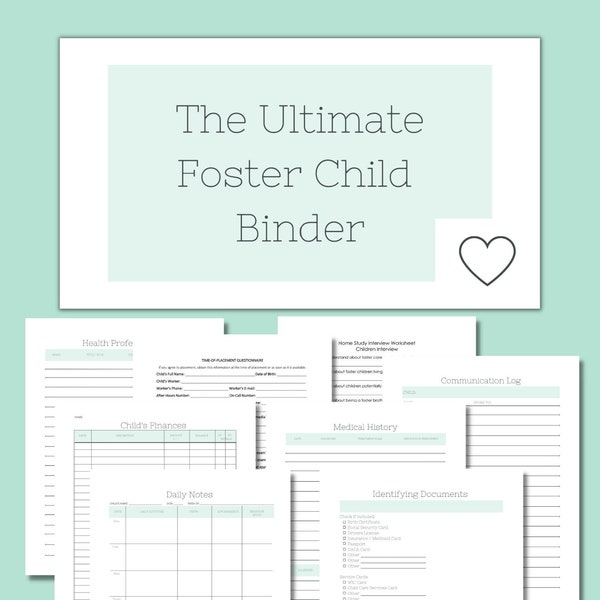 The Ultimate Foster Child Binder / BUNDLE Foster Child Case Management / 18 Templates