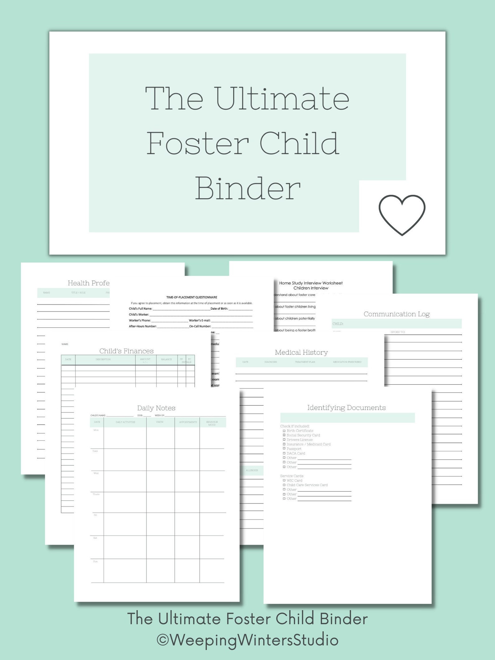Foster Child Binder: Case Management Templates (18 Pages) - Etsy