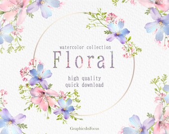 Watercolor Wildflower Clipart: Meadow Flower Frame (Digital Download)