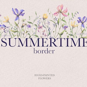 Wildblumen Grenze, Aquarell Clipart, Sommer Blumen png, handgemalt, vorgefertigte Grenze Clipart, Boho, Einladungen, kommerzielle Nutzung