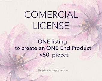 Commercial License for Clip Art - For an ONE end product - <50 pieces - No credit required