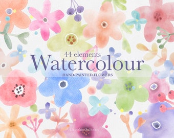 Clipart de flores de acuarela: Colección floral pintada a mano (PNG)