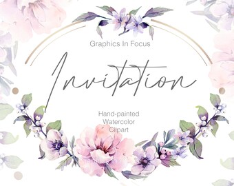 Akvarell pion Clipart: Handmålad blommig ram (PNG)