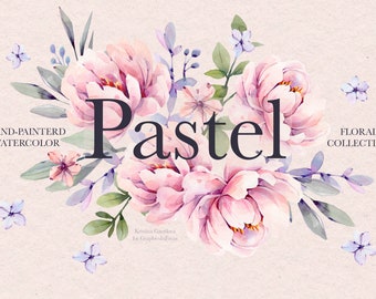 Watercolor Peony Clipart: Hand-Painted Floral Frame (PNG Digital Download)