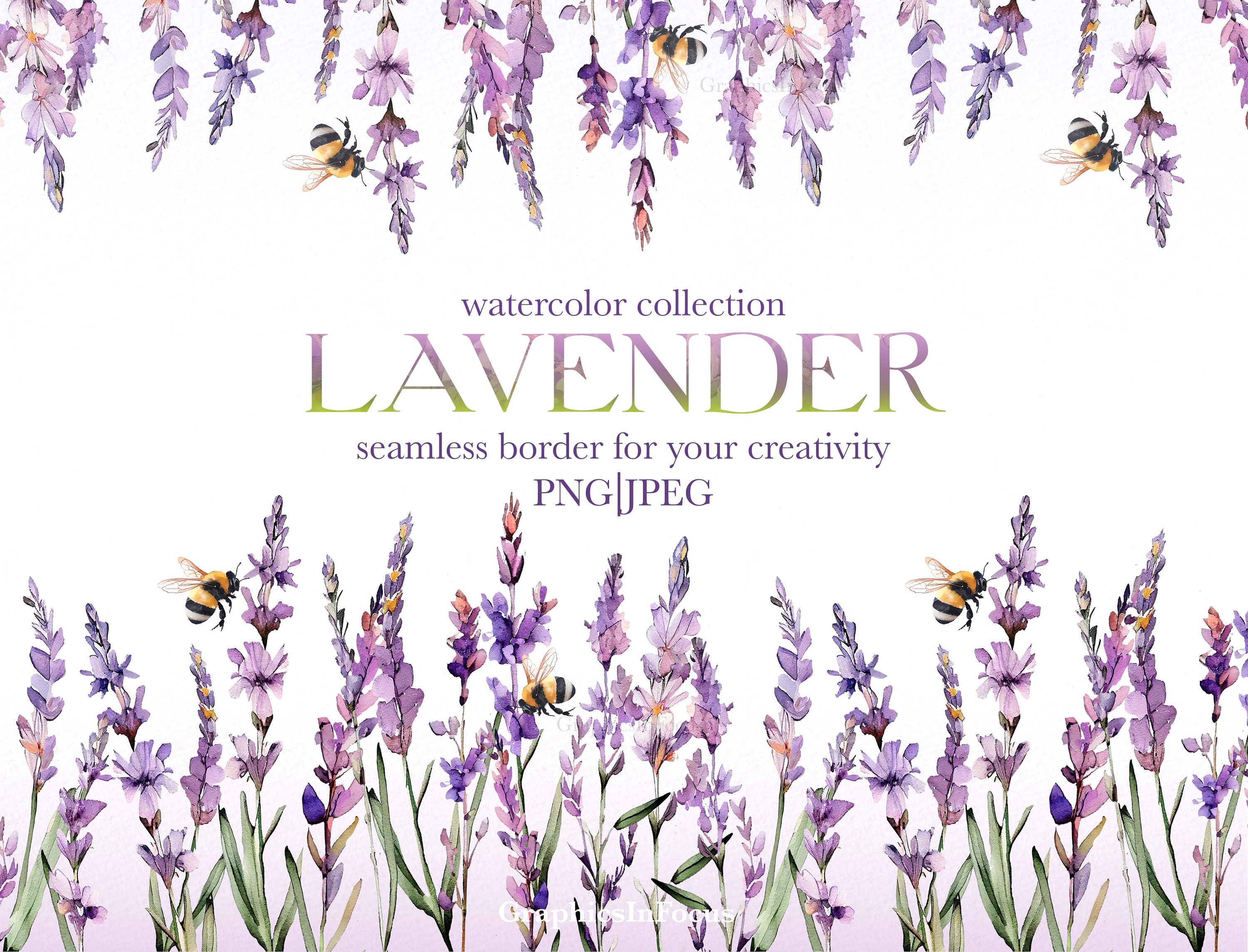 Lavender Clipart Watercolor Lavender Border Seamless Etsy