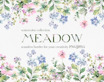 Clipart de flores silvestres de acuarela (descarga digital)