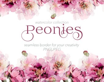 Peonies clipart , Watercolor collection , Flowers clipart , high quality picture , Digital download , Commercial use up 100 pieces