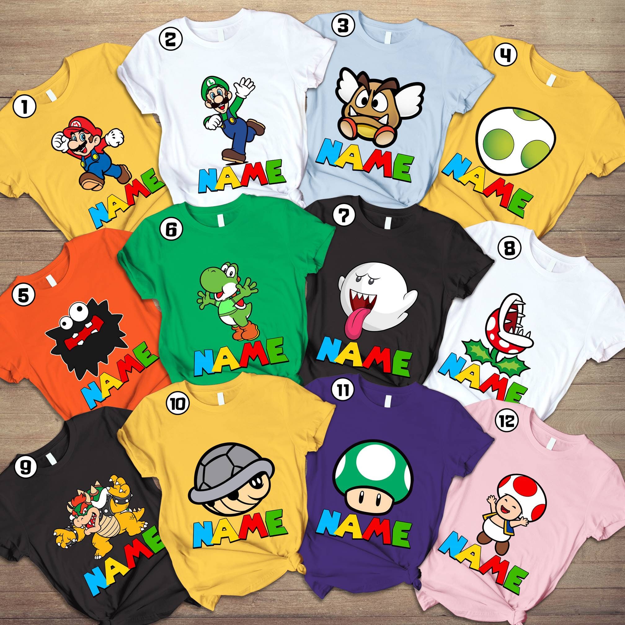 Super Mario Custom Shirt Mario Group Shirt Personalized Etsy