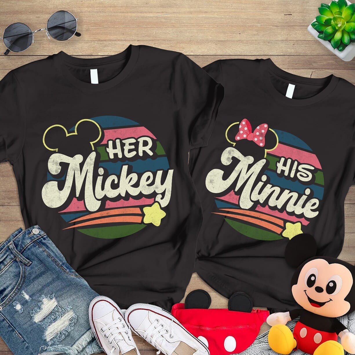 Disney Couples Shirt, Her Mickey His Minnie Matching Love Couple Shirt