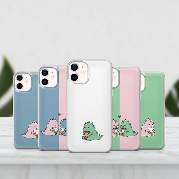 Coque de téléphone Dino Boba dinosaure potable T-REX pour iPhone 15 14 13 12 Pro 11 XR SE, Samsung S23 S22 A73 A53 A13 A14 S21 Pixel 8 7 6A