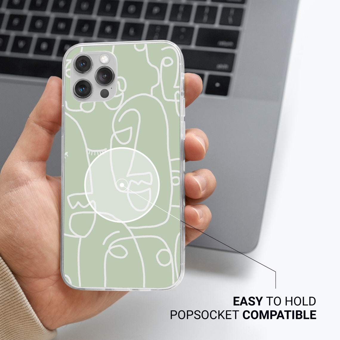 Sage Green Phone Case Line Art Cover for Iphone 13 12 Pro Etsy