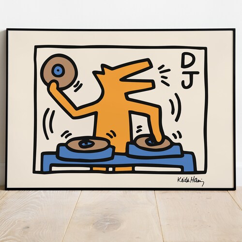 Keith Haring Poster Wall Art Dj Dog Pop Art Print Graffiti Etsy