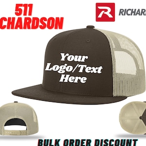 Custom Embroider Logo/Text Richardson 511 Trucker Hat: Your Logo or Text