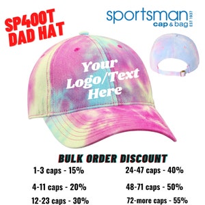 Individuell gestickter Sportler SP400T Batik Dad Hut, gestickte Dad Hüte, Baumwollkappen, Cotton Dad Hats