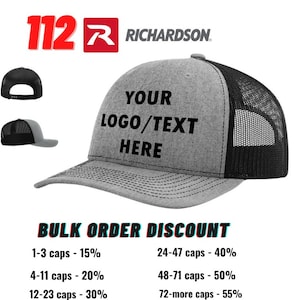 Embroidery Caps, 112XL Richardson XL Trucker, Snapback Caps, Trucker Caps, XL caps
