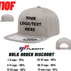 Custom Made Hats, Flexfit One Ten Sport Snapback Cap, Sport Cap , Flexfit 110F Adult Wool Blend Snapback