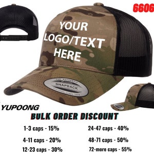 Custom Embroidered Yupoong Trucker Cap: Retro Multicam Hat
