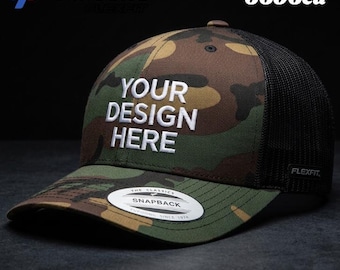 Embroidered Camo Trucker Hat: Retro Yupoong 6606 Snapback