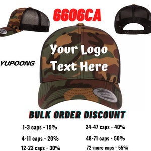 Embroidered Camo Trucker Hat: Retro Yupoong 6606 Snapback