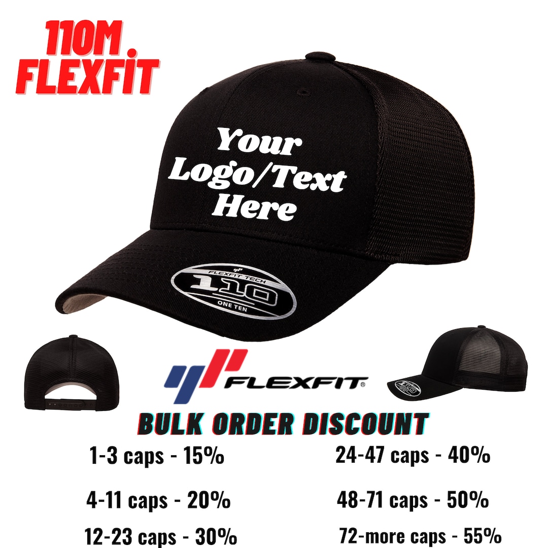 Custom Embroidered Hats, Flexfit Hats, 110M Flexfit Mesh Back