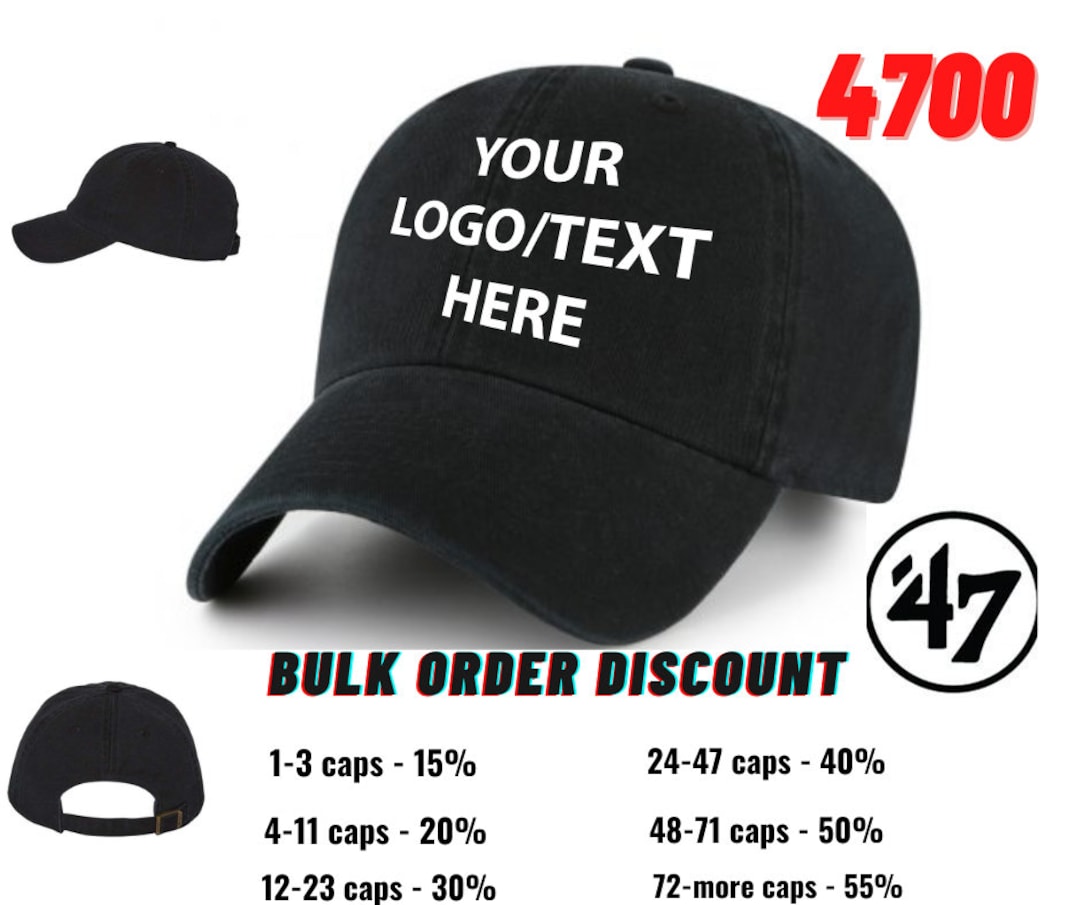Custom Embroidered Hats, 47 Brand Clean up Cap, Custom Hats With Logo,unstructured Hats Etsy