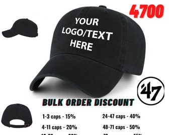 Chapeaux brodés personnalisés, casquette de nettoyage de marque 47, chapeaux personnalisés avec logo, chapeaux non structurés
