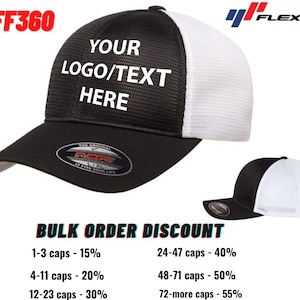 Custom Caps, Flexfit Omnimesh Cap, Flexfit 360 Fitted Cap, Embroidered Hats With Your Logo