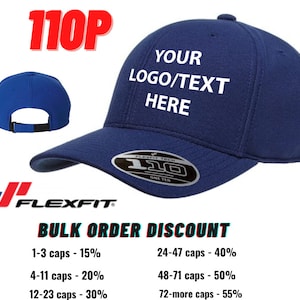 Custom Embroidered Hats, Flexfit Hats, Flexfit One Ten Mini Pique Cap, 110P Flexfit Hat, Custom Embroidered Hats