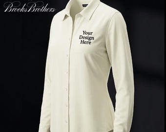 Blusa de satén para mujer, camisa de trabajo con botones, vestido elegante para la oficina o negocios.