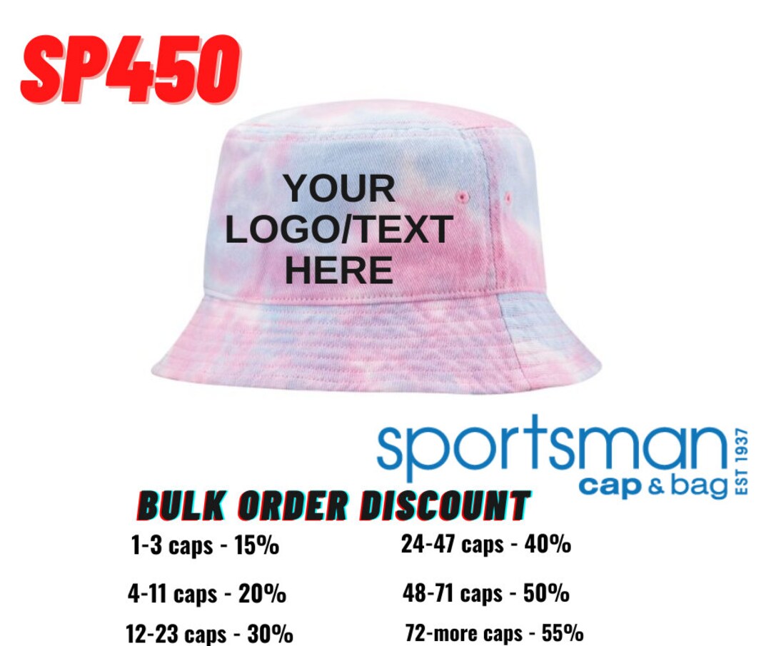 Custom Bucket Hat, SP450 Sportsman Tiedye Bucket Hat, Unstructured