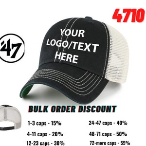 Custom Embroidery Cap, Snapback Cap, 47 Brand Cap, Trawler Cap, Mesk Back Cap, Adult Caps