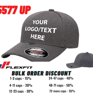 Custom Embroidery Flexfit Hat: Personalized Melange Adult Cap