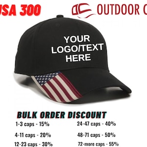 Custom Embroidered Hat with USA Flag: Personalized Logo Text