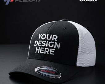 Custom Embroidered Flexfit Mesh Hat, Fitted Ultrafiber Cap