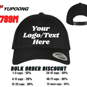 Custom made Premium Five Panel Hat, Custom Embroidered YP Classics Hat, Snapback Cap, YP Classics 5789M,Hats For Men