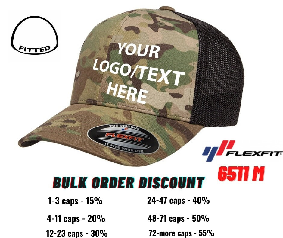 Custom Embroidery, Stretch Trucker Cap, 6511 Flexfit Multicam Trucker, Flexfit  Hats, Adult Hats - Etsy