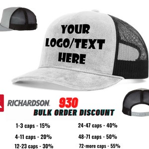 Individuell bestickter Hut, Richardson 930 Troutdale, Trucker-Hut, Mesh-Rücken, Unisex-Hut, Outdoor-Hut