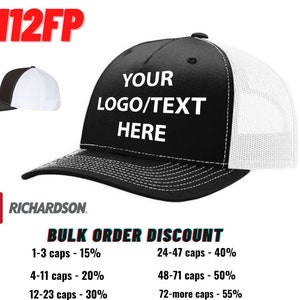 Custom Made Hats, Embroidery On Richardson Hats,  Richardson 112FP, Five Panel Trucker, Snapback Cap, Trucker Cap