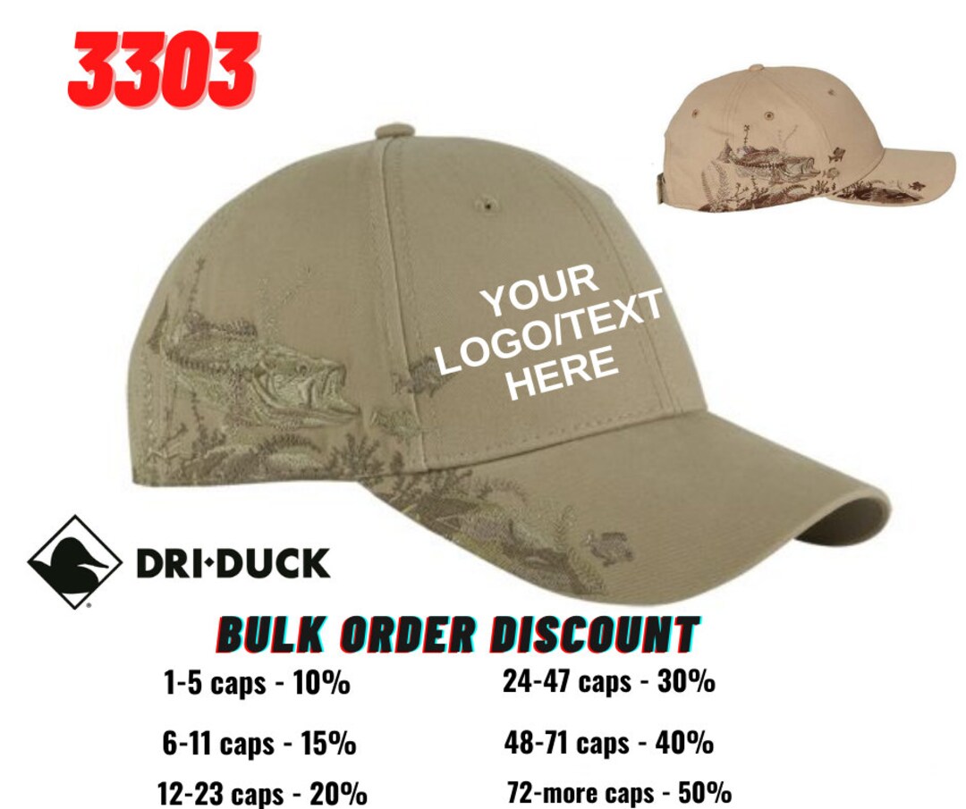 Custom Made Hats Embroidered Hats 3303 Dri Duck Bass Dri Etsy