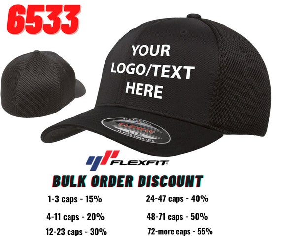 Custom Mesh Fitted Etsy Logo Emrboidery, 6533 Cap, - Hats Hat, Embroidered Caps, Text Mesh Flexfit With Ultrafiber, Custom Fitted Hat,